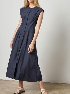Lilla P Sleeveless Seamed Maxi Dress in Navy